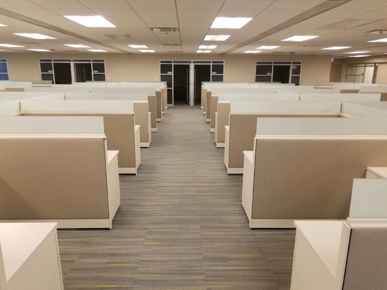 Rows Of Cubicles Inside Of An Office Building, Office Space